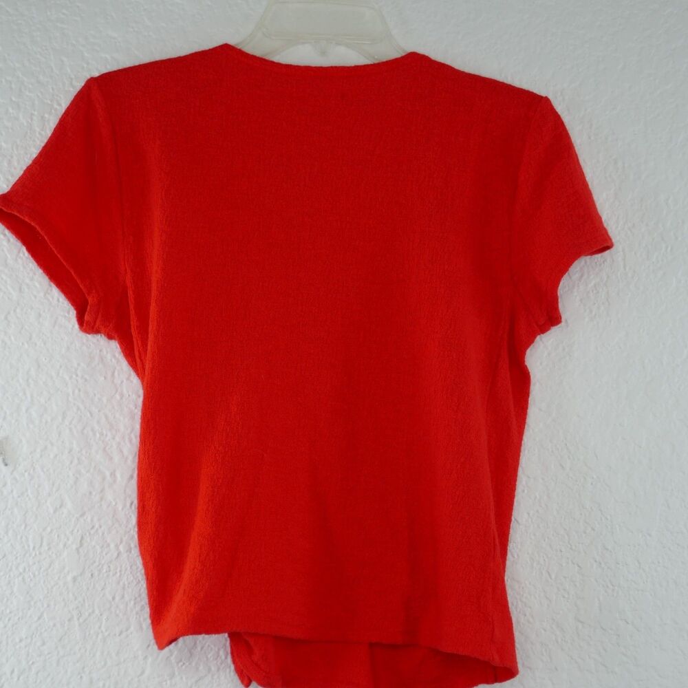 Madewell Cap Sleeve Shirt Texture Thread Wrap-Tie Top Red Size M Ripe Persimmon - Picture 4 of 8